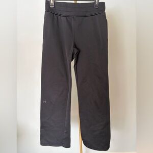 Women’s Under Armour Black Track Pants Semi Fitted Wide Leg Size Medium.